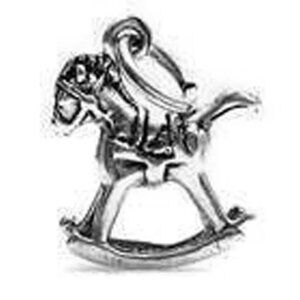 ROCKING HORSE CHARM IN 3D. STERLING SILVER